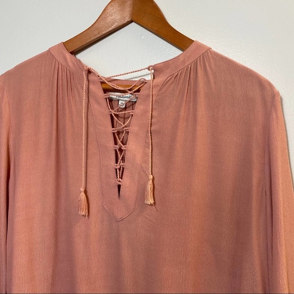 Madewell Lace Up Peasant Blouse XS long sleeve - Picture 3 of 8